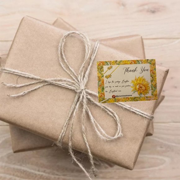 SUNFLOWER FLOWERS Order Insert Packaging You Card, Thank For Your Purchase - Picture 3 of 8